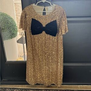 ZARA Rose Gold Sequin Top with Black Accent